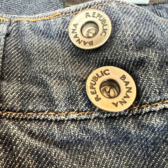 Banana Republic Double Button Wide Leg Boot Cut Women's Blue Jeans Size 10 - Picture 6 of 16